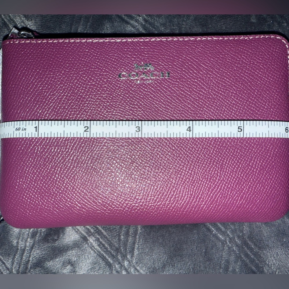 Coach Magenta Leather Zip Wristlet Clutch NWT - Picture 8 of 9